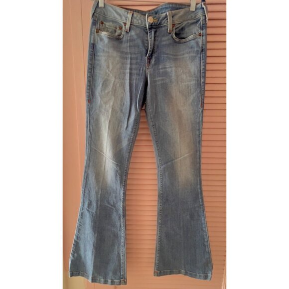TRUE Religion EMI Jeans Women's Size 30 x 34L Mid-Rise Flare Stretch Made in USA - Picture 1 of 13